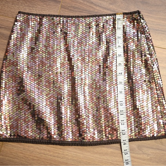 Vintage Express Y2K Sequin Mini Skirt - Copper & Gold Womens Size 1/2 NWOT - Picture 10 of 11